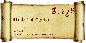 Biró Ágota névjegykártya