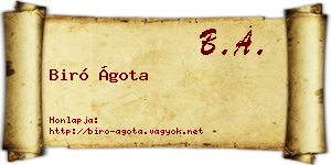 Biró Ágota névjegykártya