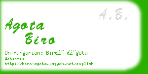agota biro business card